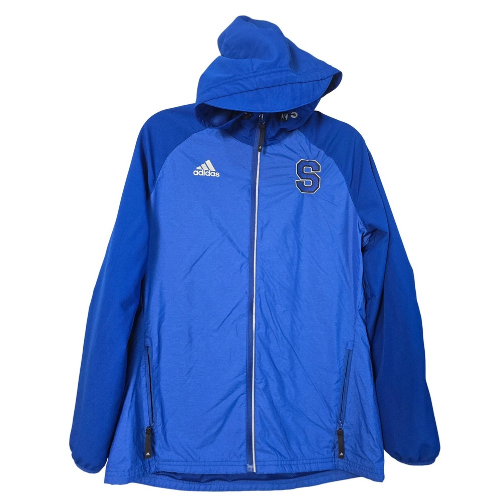 Adidas Mens Blue Hooded Windbreaker Full Zip Jacket Size M‎ 6692W